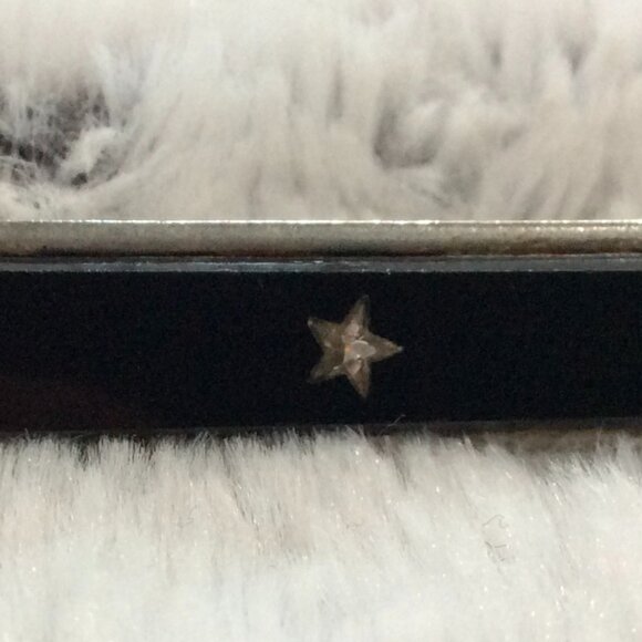 Vintage Black Onyx with Diamond Chip Silver-Tone Tie Clasp - Picture 1 of 5